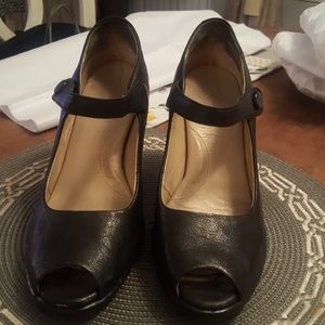 Born Crown leather open toed Mary-Janes.